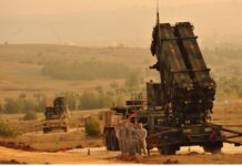 U.S service members stand by a Patriot missile battery in Gaziantep, Turkey