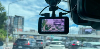 Front and rear car dash cam. car video recorder on vehicle front and rear