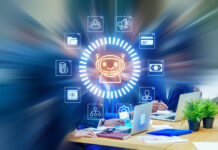 The AI Divide is Already Reshaping Who Holds Power At Work team in the meeting with AI technology support in a business office setting during work hours