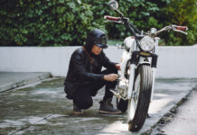Small Breakage of Vintage Motorcycle with dents