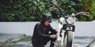 Small Breakage of Vintage Motorcycle with dents