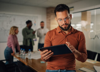 founder of business working using a tablet