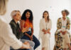 Confident businesswomen having a discussion during a conference meeting. Group of multicultural businesswomen sharing ideas while working together in an all-female startup.