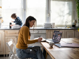 work from home woman in america