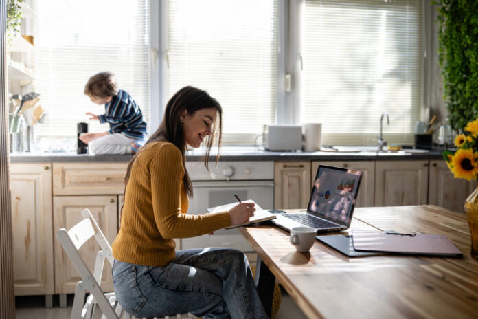 work from home woman in america